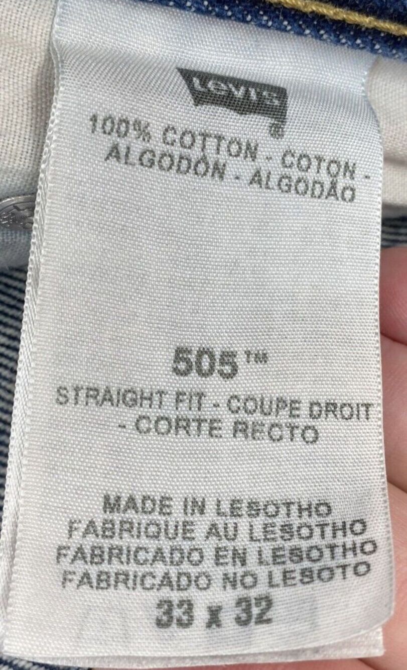 Levi's 505 Straight Fit Jeans Mens 33x32 Medium Wash Blue 100% Cotton Denim - Picture 6 of 15